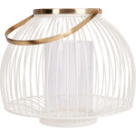 Metall-Windlicht mit Glaseinsatz, 28 x 23 cm, weiss-gold Metall-Windlicht mit Glaseinsatz, 28 x 23 cm, weiss-gold