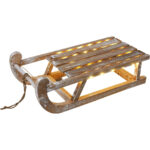 Dekorativer Leuchtschlitten aus Holz mit 50 warmweissen LEDs, 24 x 16 x 50 cm Dekorativer Leuchtschlitten aus Holz mit 50 warmweissen LEDs, 24 x 16 x 50 cm