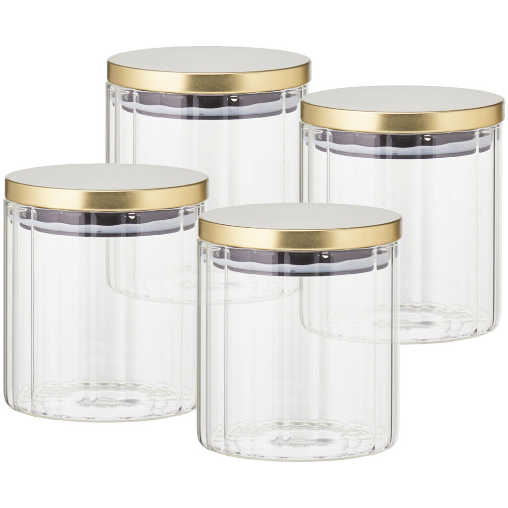 4er-Set Vorratsbehälter aus Borosilikatglas mit Streifen-Effekt 750 ml, 10 x 10 cm