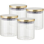 4er-Set Vorratsbehälter aus Borosilikatglas mit Streifen-Effekt 750 ml, 10 x 10 cm 4er-Set Vorratsbehälter aus Borosilikatglas mit Streifen-Effekt 750 ml, 10 x 10 cm