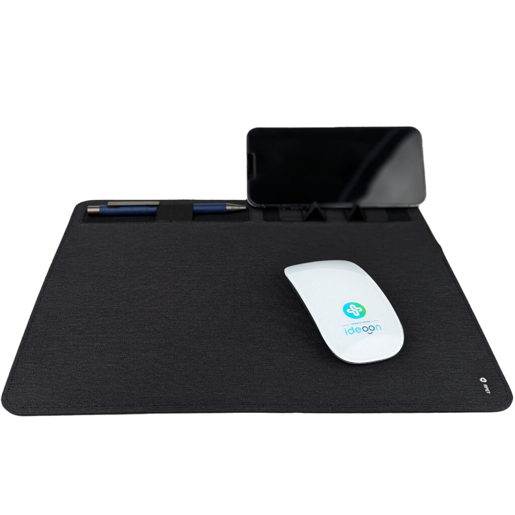 Mousepad mit Handyhalter und Induktionsladefläche, dunkelgrau