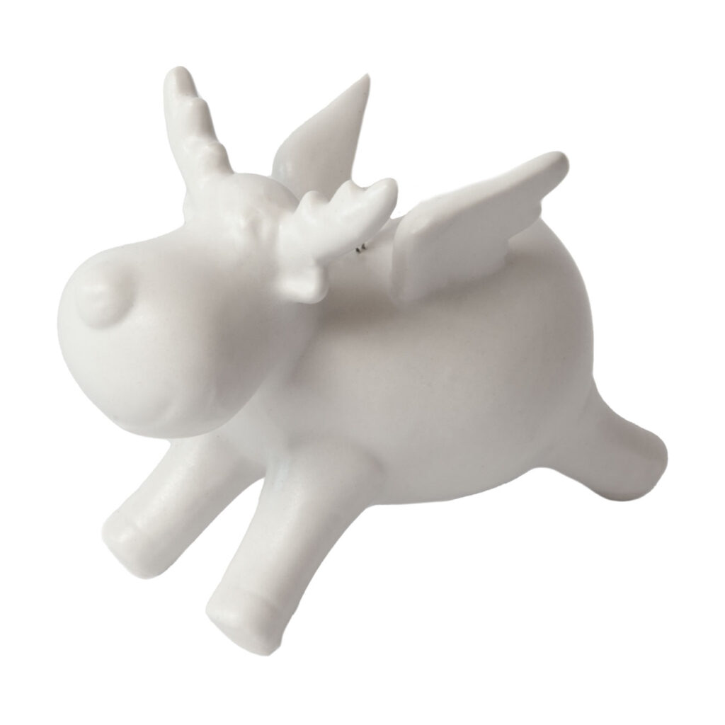 Deko Rentier aus Porzellan, weiss, 12,5 x 6 x 9 cm