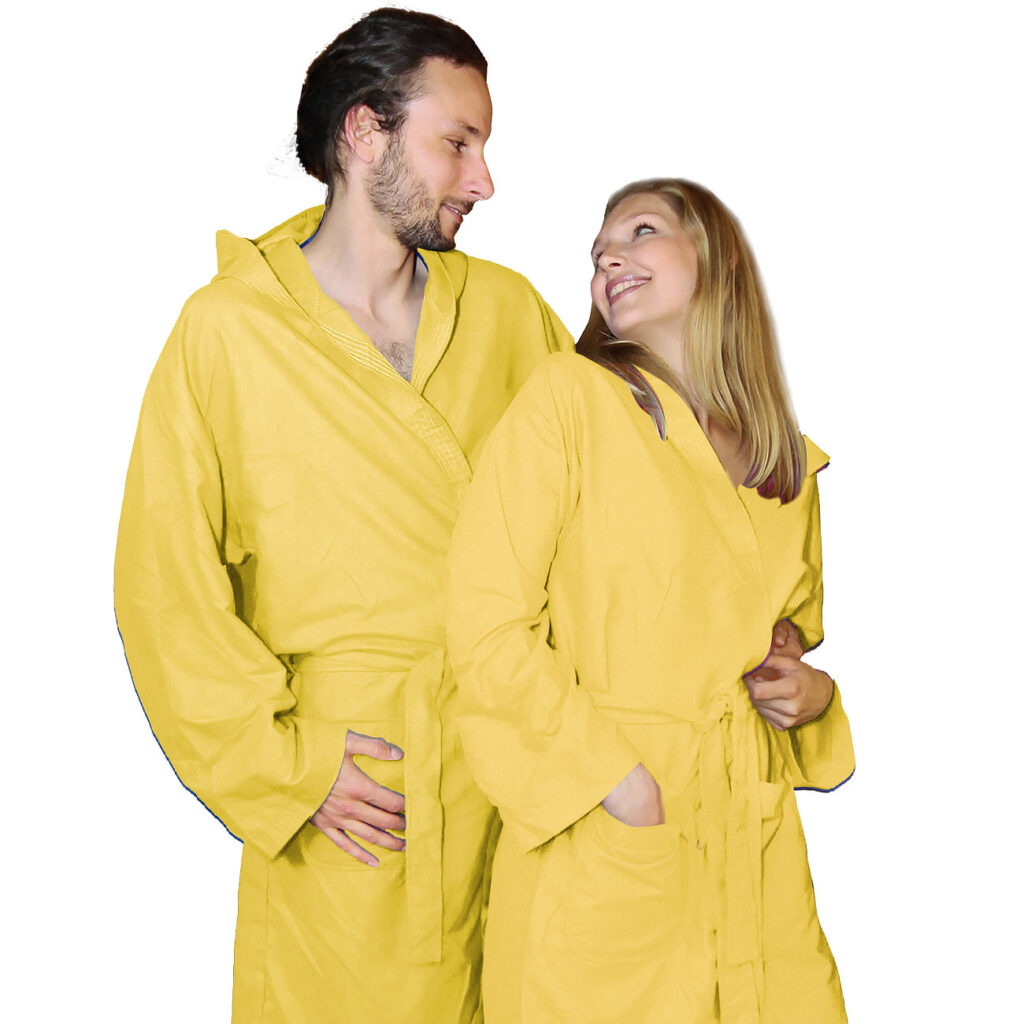 Mikrofaser-Bademantel, 80% Polyester, 20% Polyamid, gelb, XL