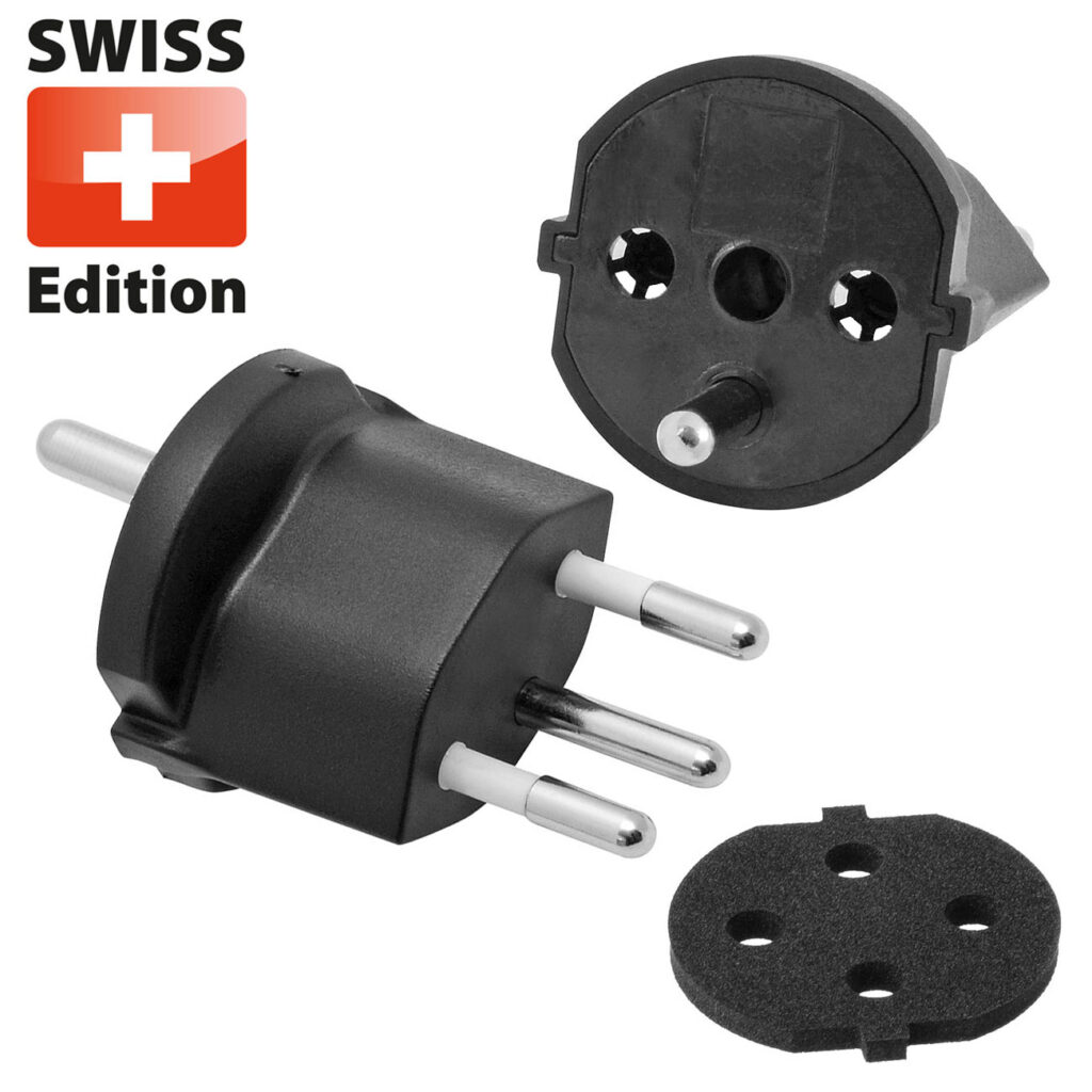 Fixadapter CH Typ12 / Schuko (für 3-polige Variante), 10 A / 250 VAC