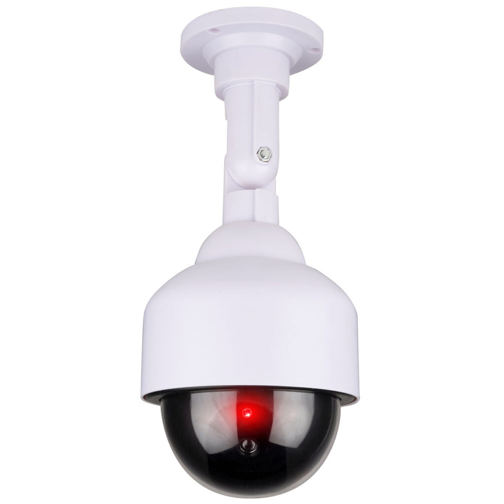 Überwachungskamera-Attrappe mit LED-Licht, Sicherheitskamera Dummy, weiss, schwarz
