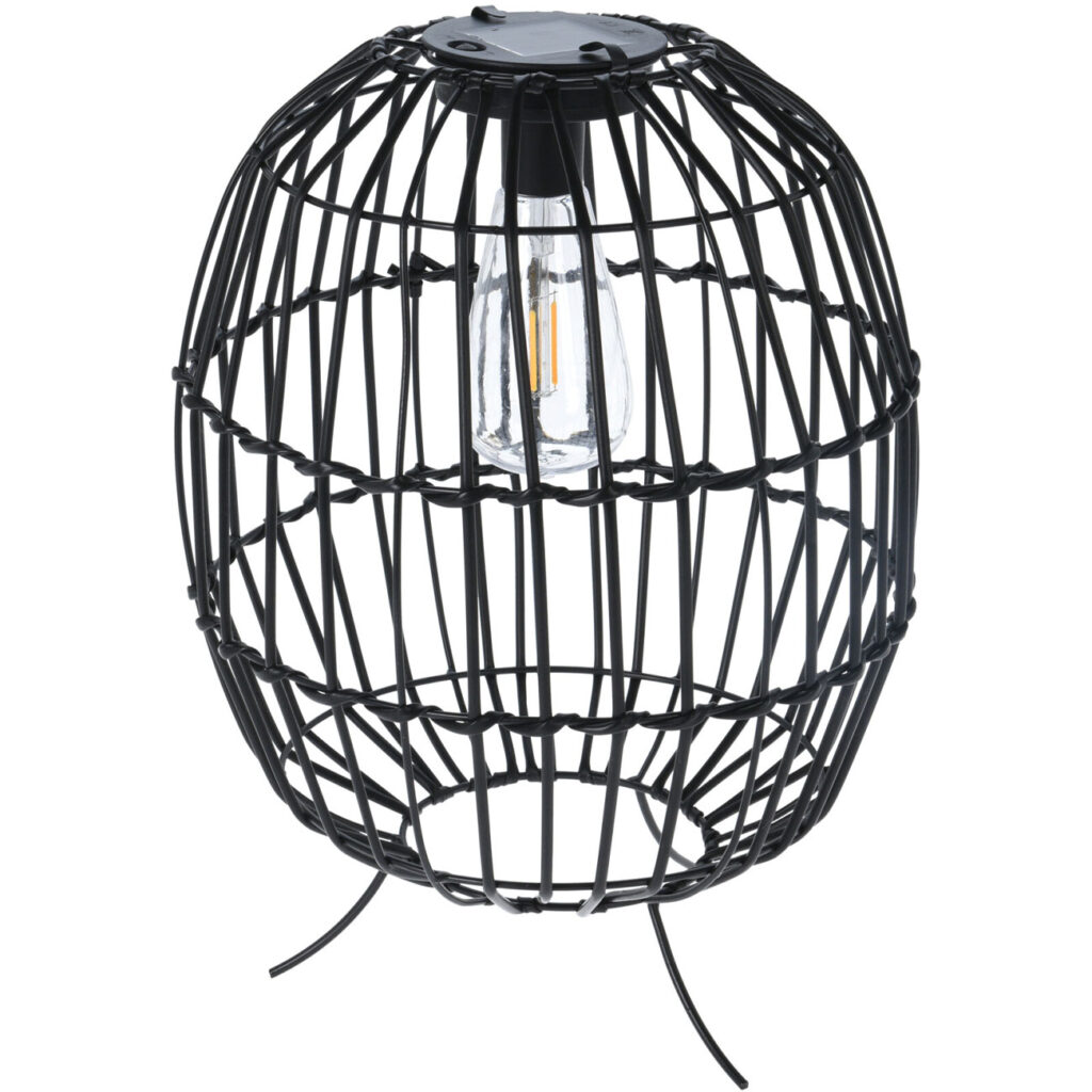 Rustikale Solarlaterne, Metallstreben, H 35 cm Ø 25 cm