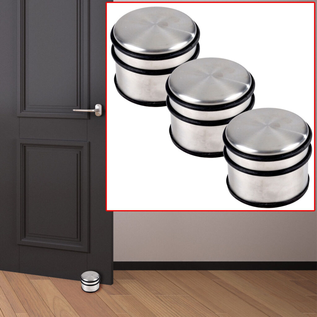 Türstopper aus Edelstahl, 3er-Set Türkeil mit Gummibesatz zum Aufstellen