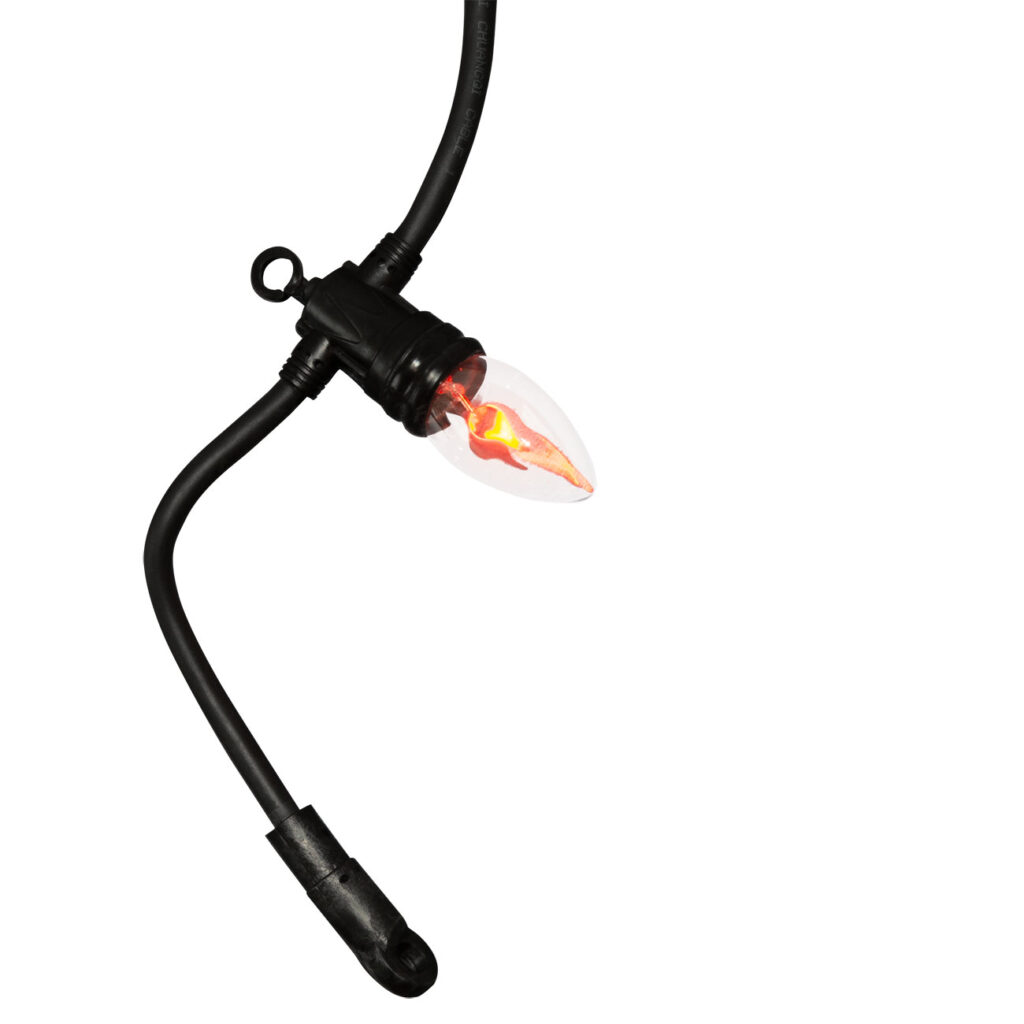 Lichterkette mit 10 Glühbirnen und Flammeneffekt, IP44, 5,1 m