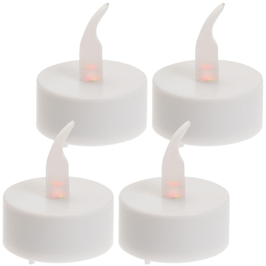 LED-Teelichter 4er-Set, flackernder Flamme und Timer