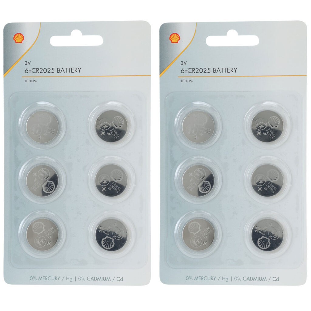 12er-Set Lithium-Knopfzellen CR2025, 3 Volt, Shell