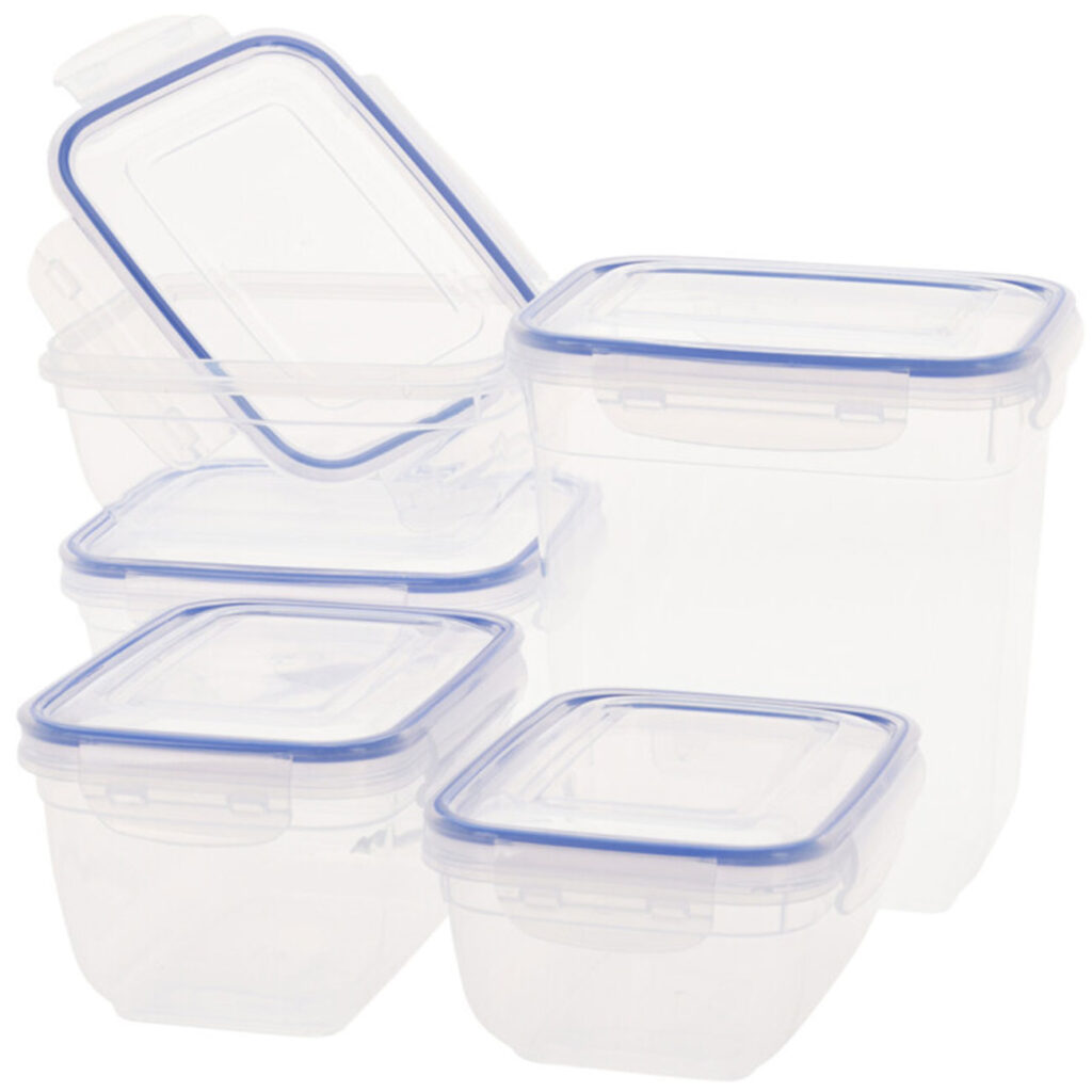 5er Set Vorratsdosen mit Clip Deckel, eckig 5er Set Vorratsdosen mit Clip Deckel, eckig
