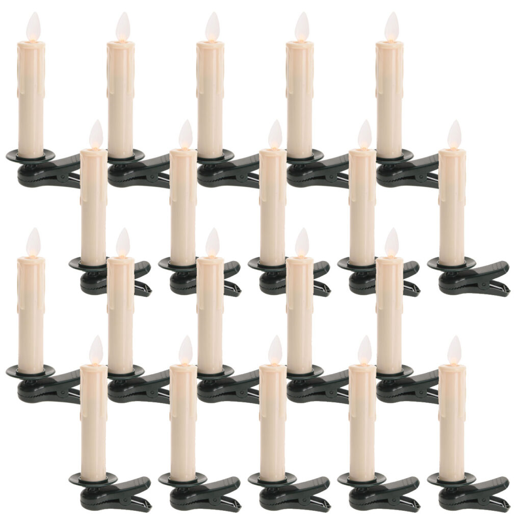 20 LED-Weihnachtsbaum-Kerzen mit Fernbedienung, Timerfunktion