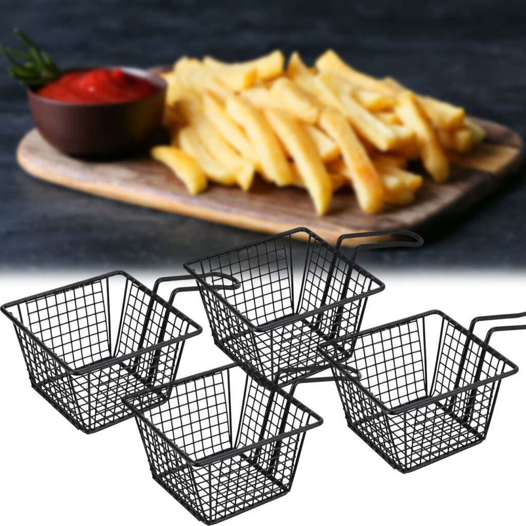 4er-Set Pommes Servierkörbchen, schwarz 4er-Set Pommes Servierkörbchen, schwarz