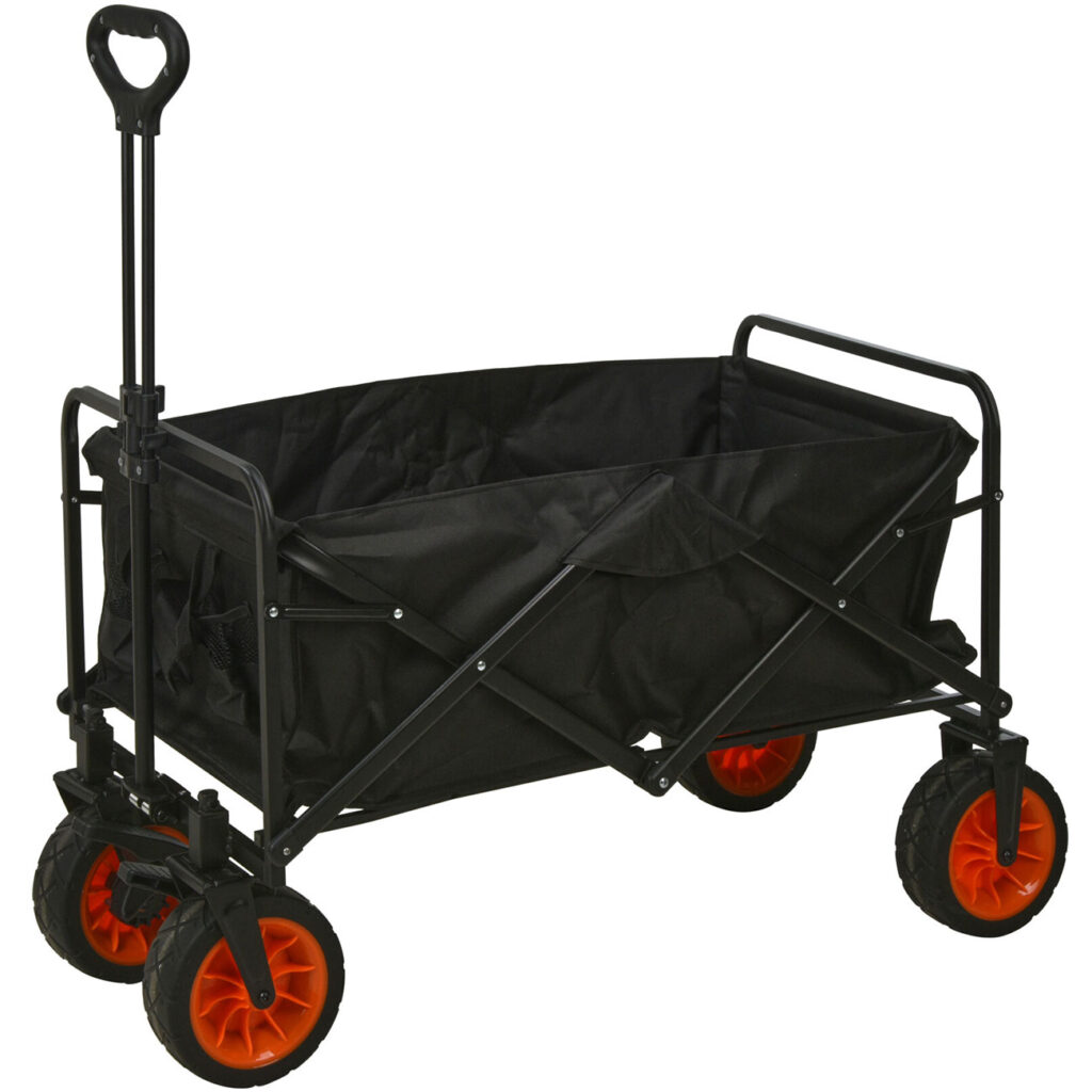 Faltbarer Bollerwagen, schwarz-rot, 80 kg Tragekraft