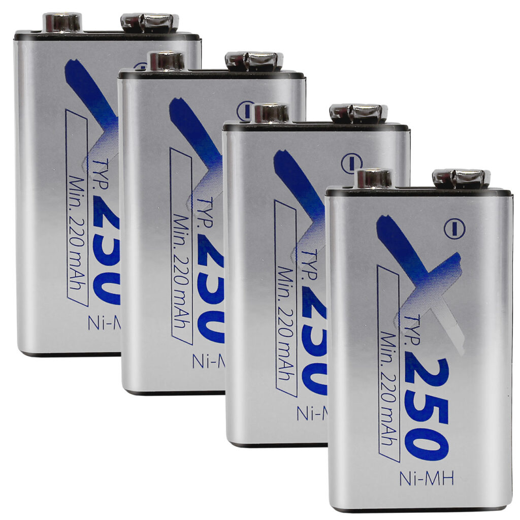4er-Set Akku 9V-Block, Ni-MH 8,4V / 250 mAh