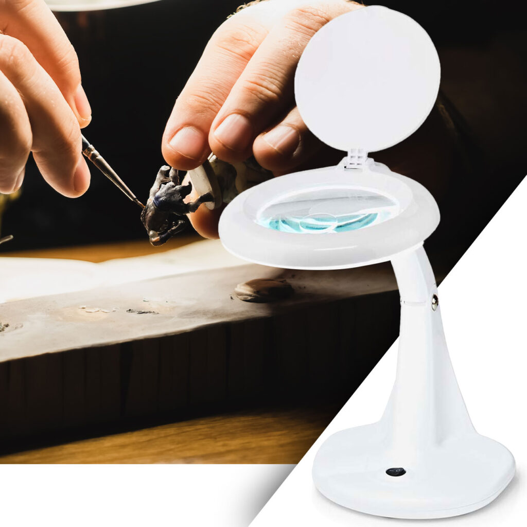 LED-Lupenleuchte mit 1,75- und 4-facher Vergrösserung, Glaslinse, 6,5 Watt, 585 lm