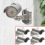4er-Set Überwachungskamera Attrappe, Bewegungssensor & rotem Blinklicht, Batteriebetrieb