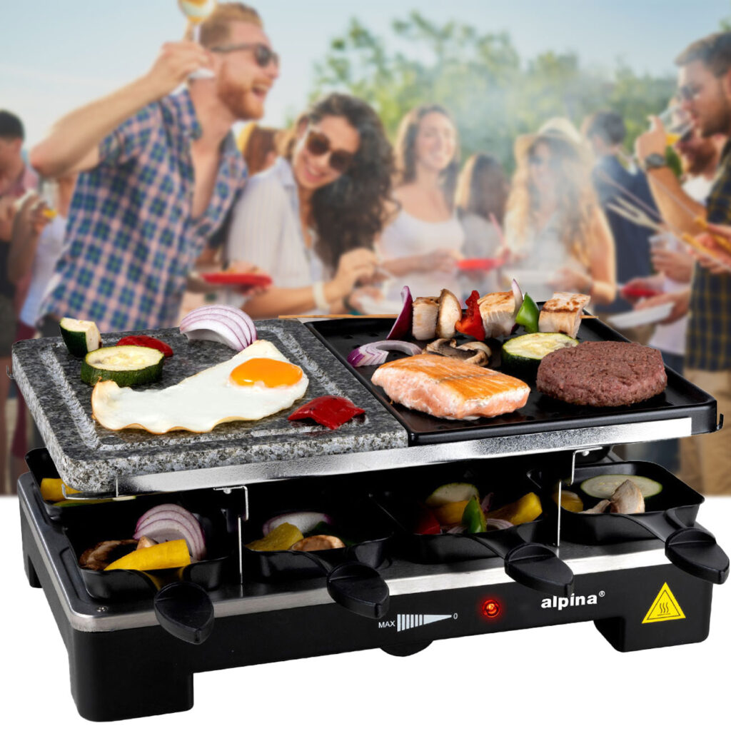 Raclette Grill mit Steingrillplatte, 8 Personen, 1400 W