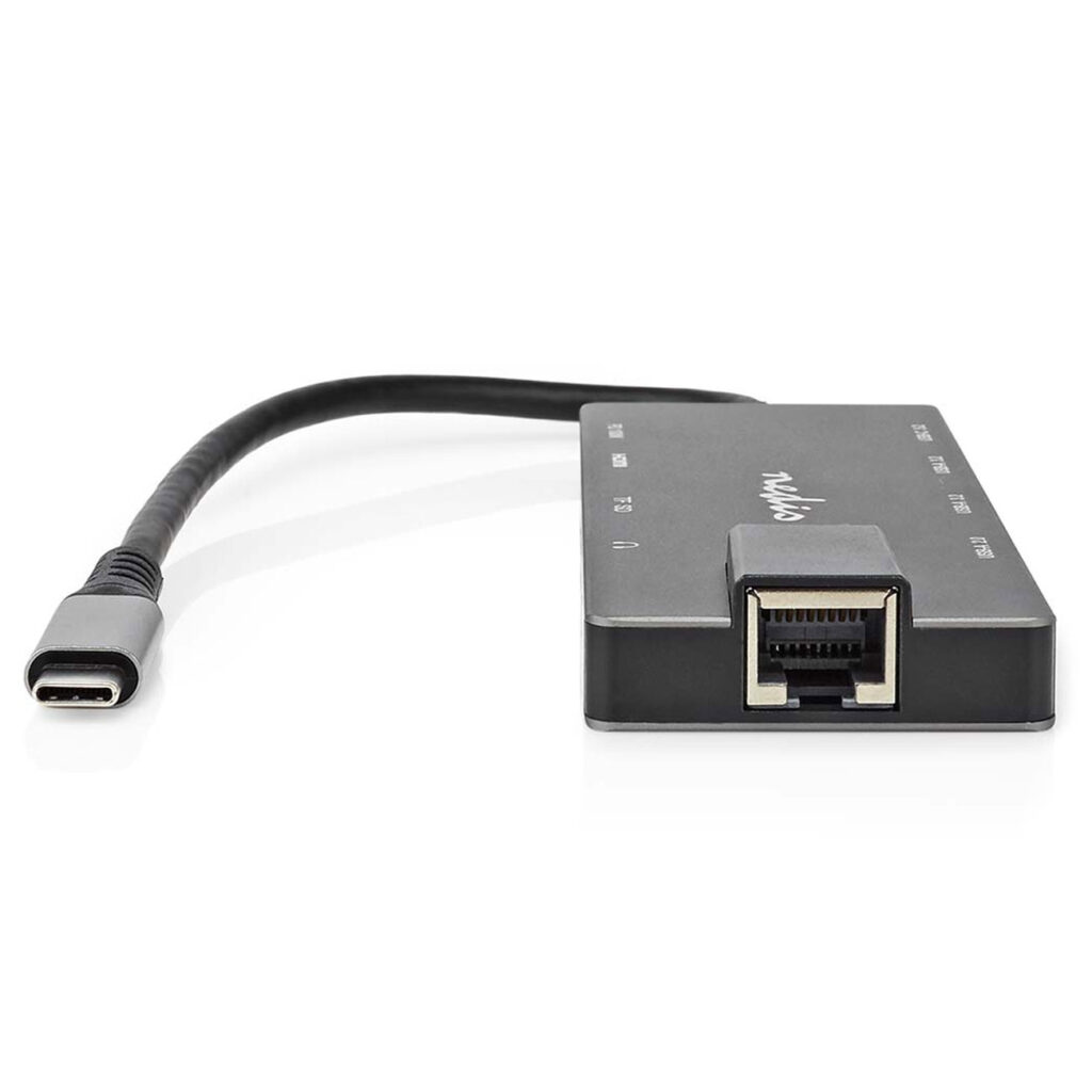 Kompakte USB-Dockingstation USB-C auf HDMI, RJ45, 3x USB-A,1 x USB-C +PD & CardReader