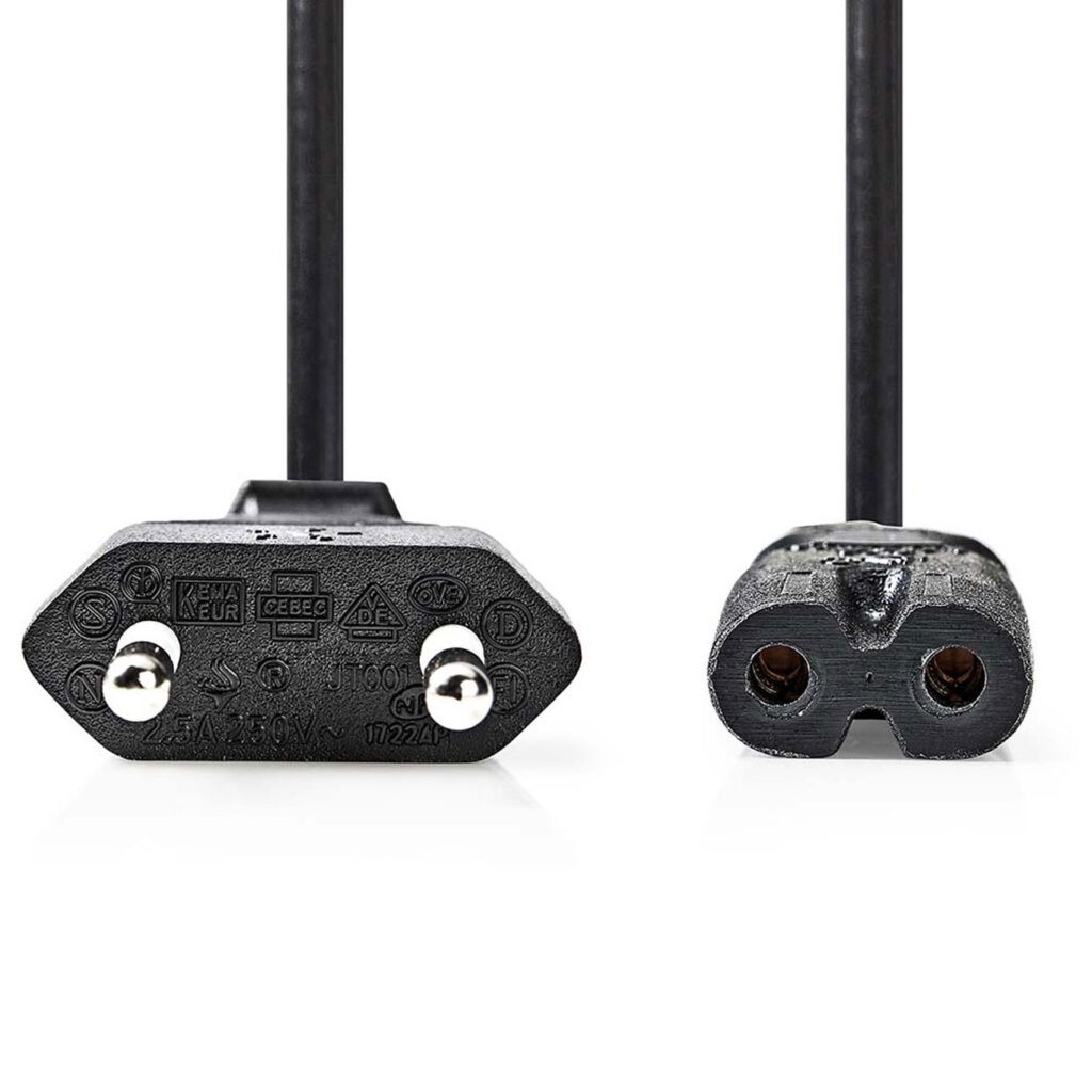 Netzkabel, Stromkabel, 2-polig, Typ C Eurostecker, IEC-320-C7, 1 m