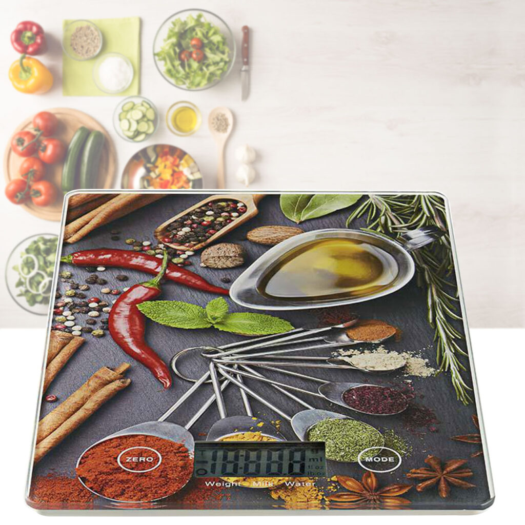 Digitale Küchenwaage, batteriebetrieben, 14 x 1.5 x 19.5 cm