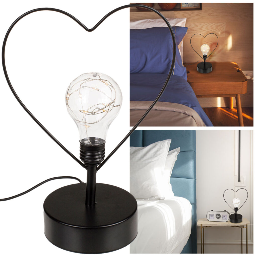 Tischleuchte Herz mit 8 LEDs und USB-Kabel Tischleuchte Herz mit 8 LEDs und USB-Kabel