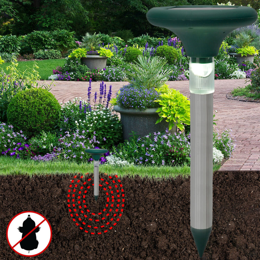 Profi Maulwurffrei mit Rasen- und Wegleuchte, solarbetrieben, 400 Hz