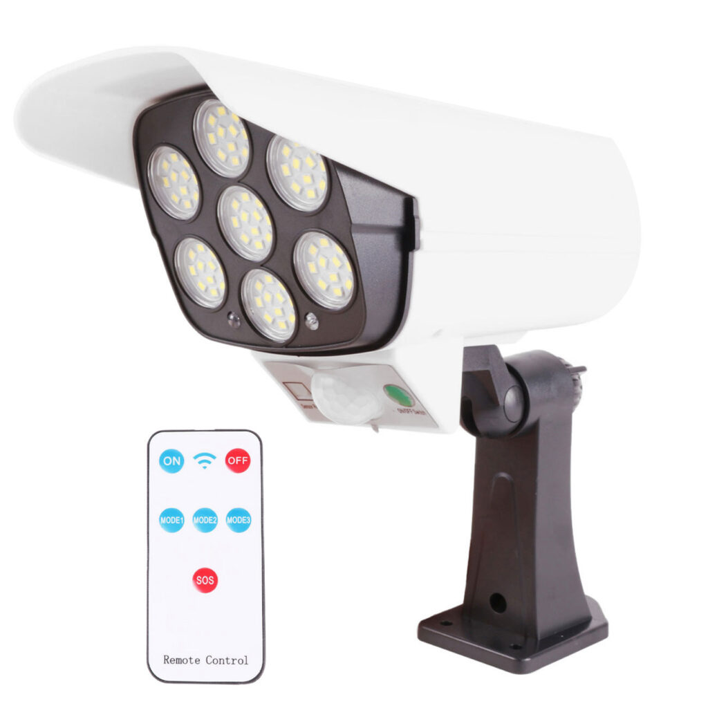 Überwachungskamera Attrappe mit LED Leuchte, Solarpanel, 3 Lichtmodi