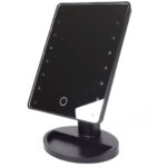 Schminkspiegel mit Beleuchtung, 16 LEDs, dimmbar, schwarz, H 27 x L 17 x B 17cm