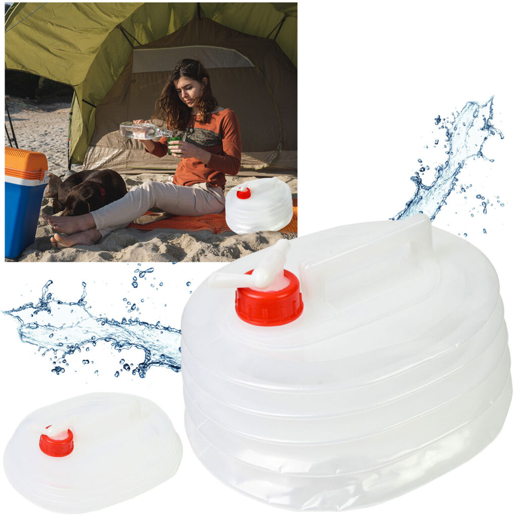Wasserbehälter mit Wasserhahn, faltbar, für Reisen, Camping, uvm., 5 Liter