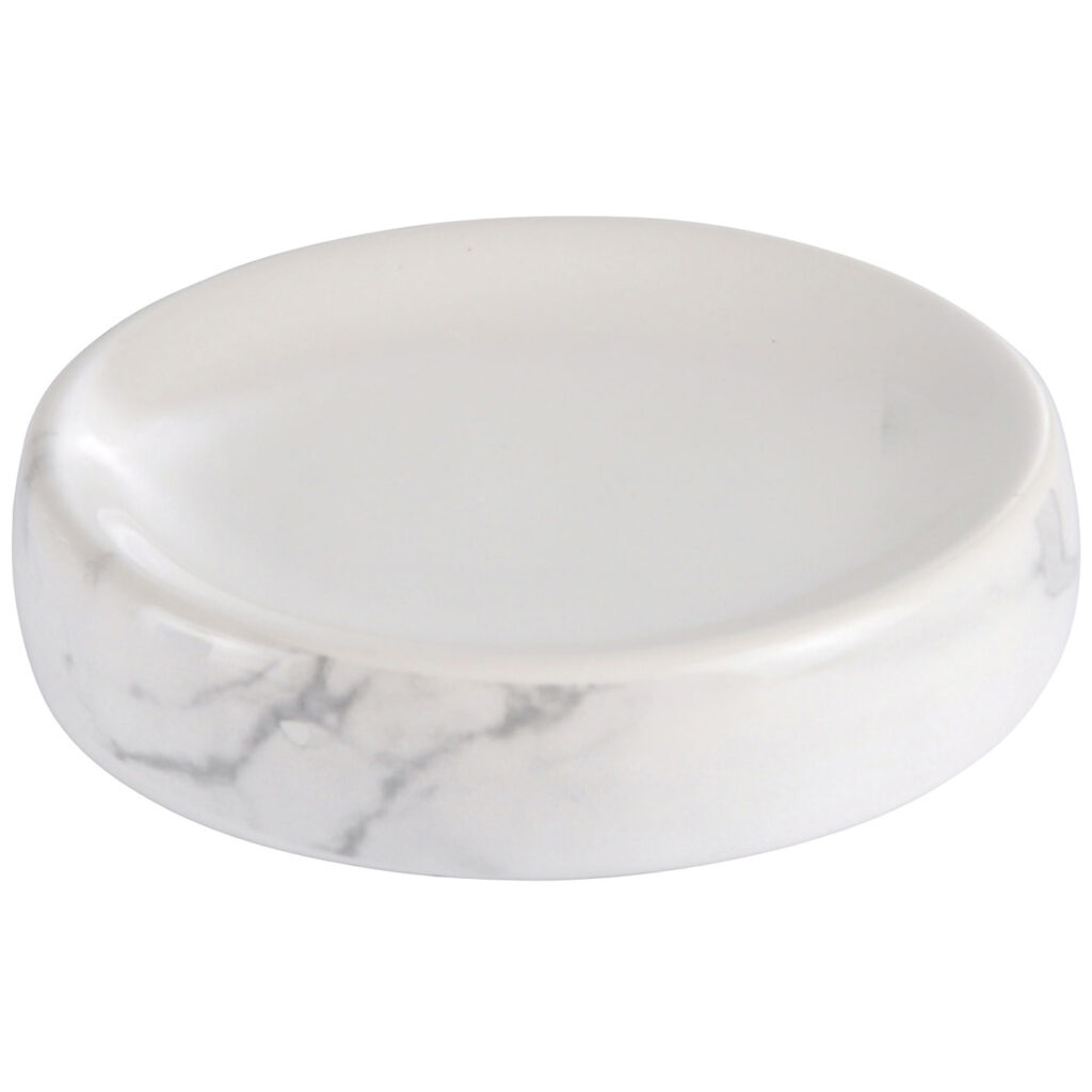 Seifenschale, Keramik mit Marmor-Look, 11 x 2,5 cm