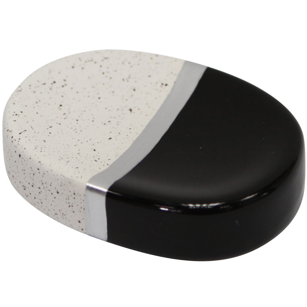Seifenschale, Keramik, Schwarz-Beige-Look, 11 x 2,5 cm
