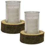 2er-Set Dekoratives Windlicht auf Echtholzsockel mit Kerze, Ø 10 x 13,5 cm, Ø 15 x 4 cm 2er-Set Dekoratives Windlicht auf Echtholzsockel mit Kerze, Ø 10 x 13,5 cm, Ø 15 x 4 cm