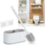 WC-Bürste mit Garnitur, 2 Kammern, Wandmontage ohne Bohren, weiss WC-Bürste mit Garnitur, 2 Kammern, Wandmontage ohne Bohren, weiss