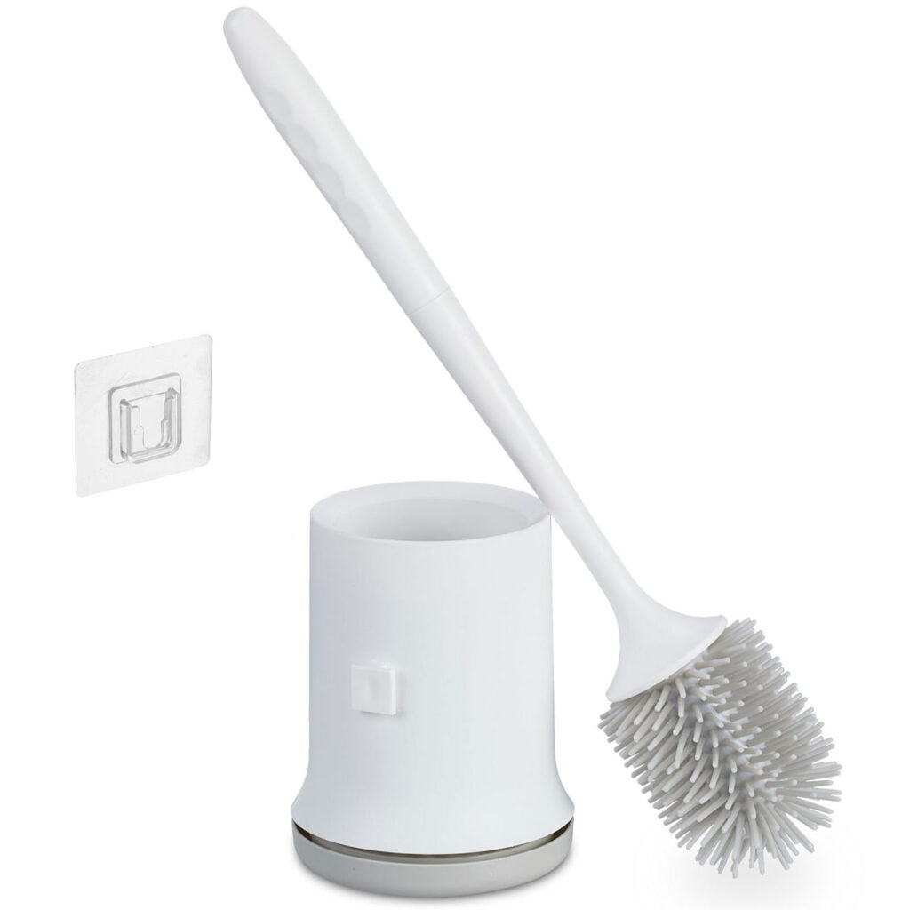 WC-Bürste mit Garnitur zur Wandmontage ohne Bohren, weiss