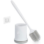 WC-Bürste mit Garnitur zur Wandmontage ohne Bohren, weiss WC-Bürste mit Garnitur zur Wandmontage ohne Bohren, weiss