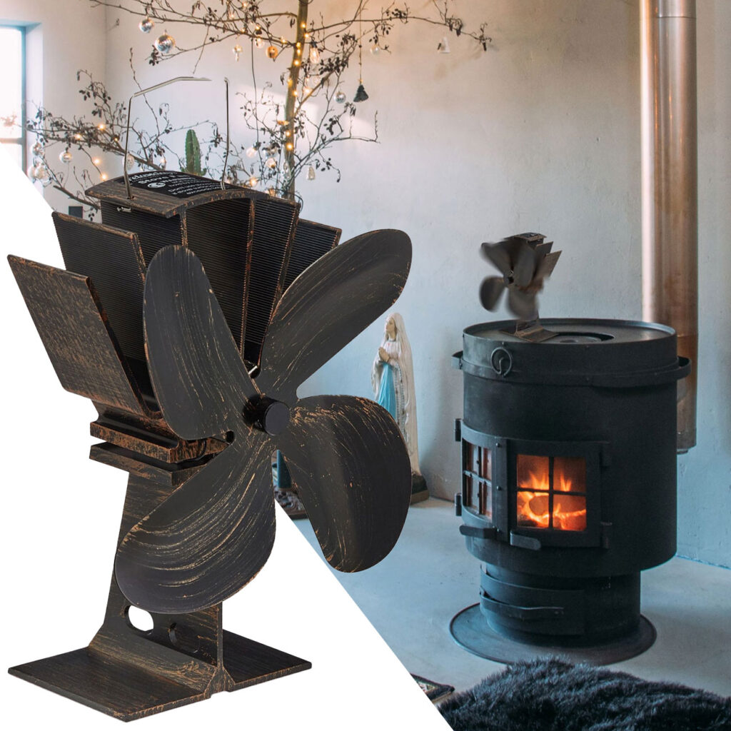 Kaminventilator, 4 Lüfterblätter, stromlos, vintage-look