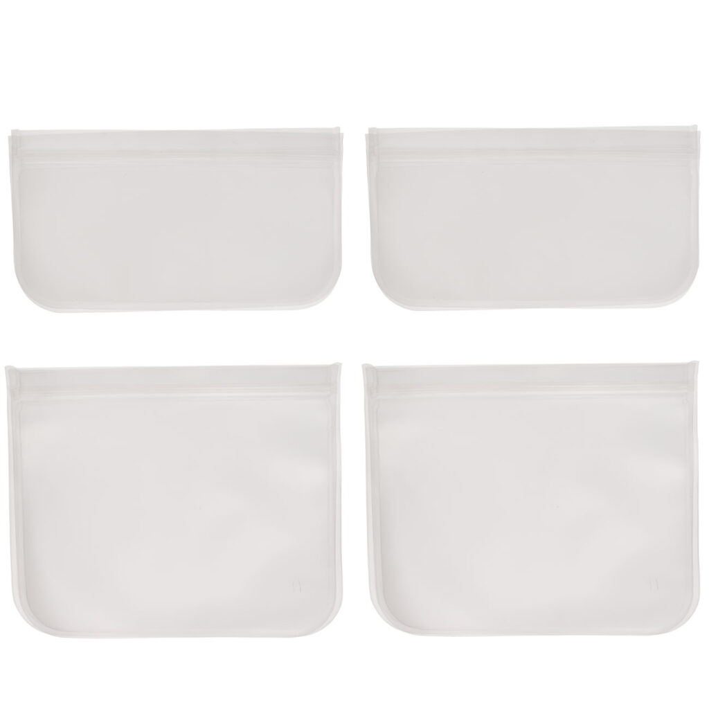 Beutel für Lebensmittel, wiederverwendbar, 4er-Set, 22 x 12 cm und 22 x 18 cm