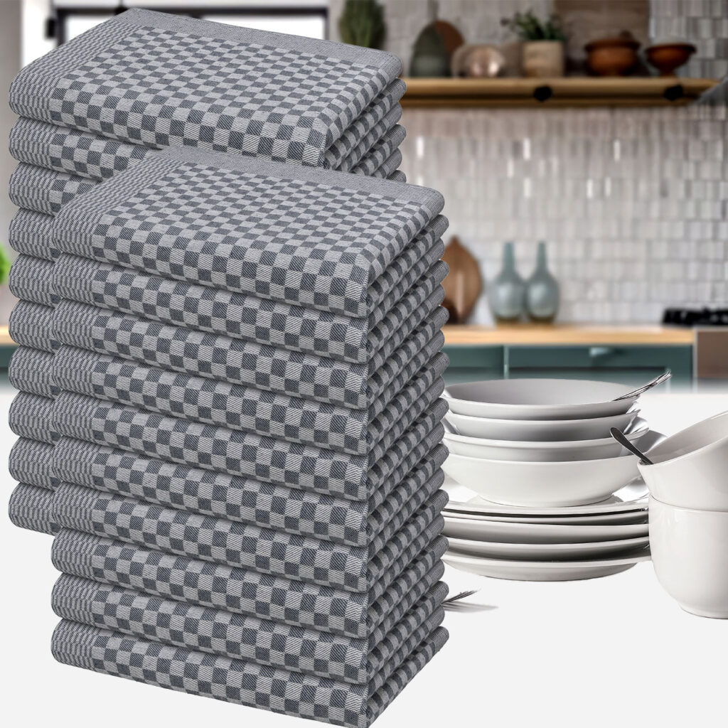 20er-Set Grubentücher, schwarz, Geschirrtücher 50 x 70 cm
