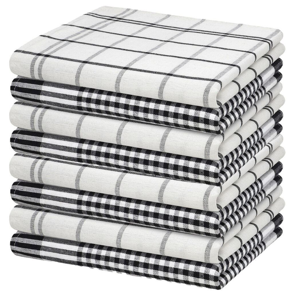 8er-Set Geschirrtücher, schwarz-weiss, 100% Baumwolle, 70 x 50 cm