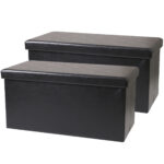 2er-Set Faltbare Sitztruhe für 2 Personen, schwarz, Kunstleder