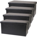 4er-Set Faltbare Sitztruhe für 2 Personen, schwarz, Kunstler 4er-Set Faltbare Sitztruhe für 2 Personen, schwarz, Kunstler