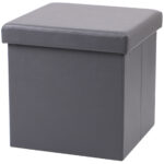 Faltbarer Sitzhocker mit Stauraum, grau, Kunstleder Faltbarer Sitzhocker mit Stauraum, grau, Kunstleder
