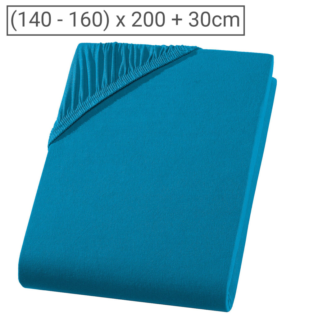 Doppelbett Premium Qualitäts-Jersey Fixleintuch, 100% Baumwolle, petrol, 160 x 200 cm
