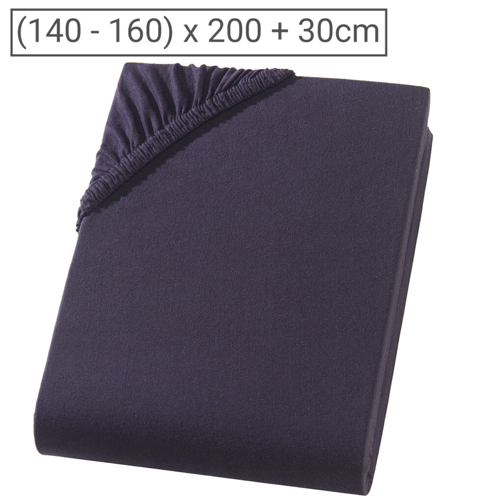 Doppelbett Premium Qualitäts-Jersey Fixleintuch, 100% Baumwolle, schwarz, 160 x 200 cm