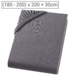 Übergrösse Premium Qualitäts-Jersey Fixleintuch, 100% Baumwolle, anthrazit, 200 x 200 cm Übergrösse Premium Qualitäts-Jersey Fixleintuch, 100% Baumwolle, anthrazit, 200 x 200 cm