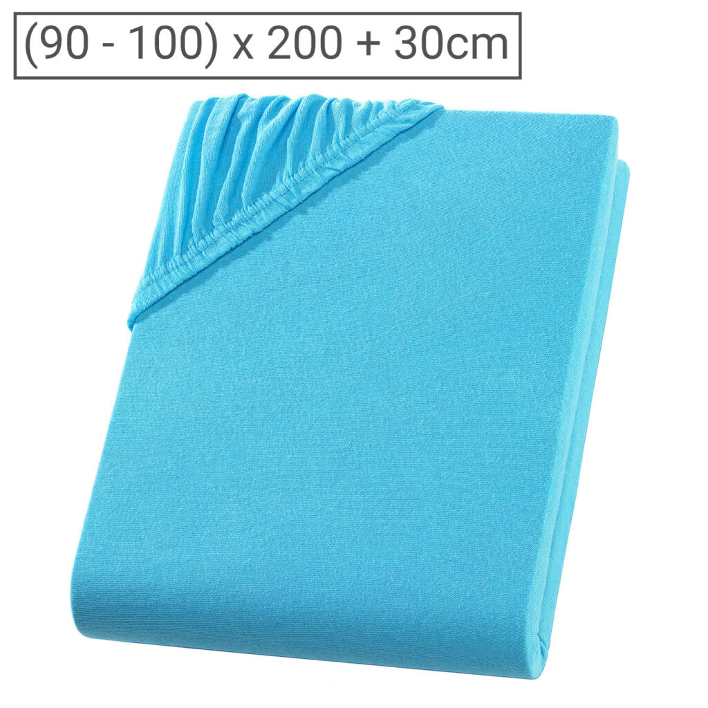 Einzelbett Qualitäts-Jersey Fixleintuch, 100% Baumwolle, türkis, 90 x 200 cm