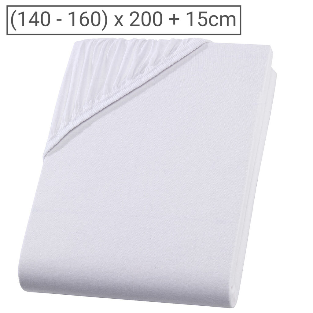 Boxspringbett-Topper Doppelbett Qualitäts-Jersey Fixleintuch, weiss, 160 x 200 cm