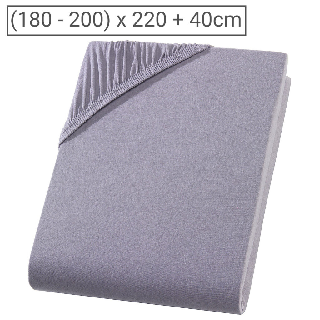 Wasser-/Boxspringbett Premium Qualitäts-Jersey Fixleintuch, grau, 200 x 220 cm