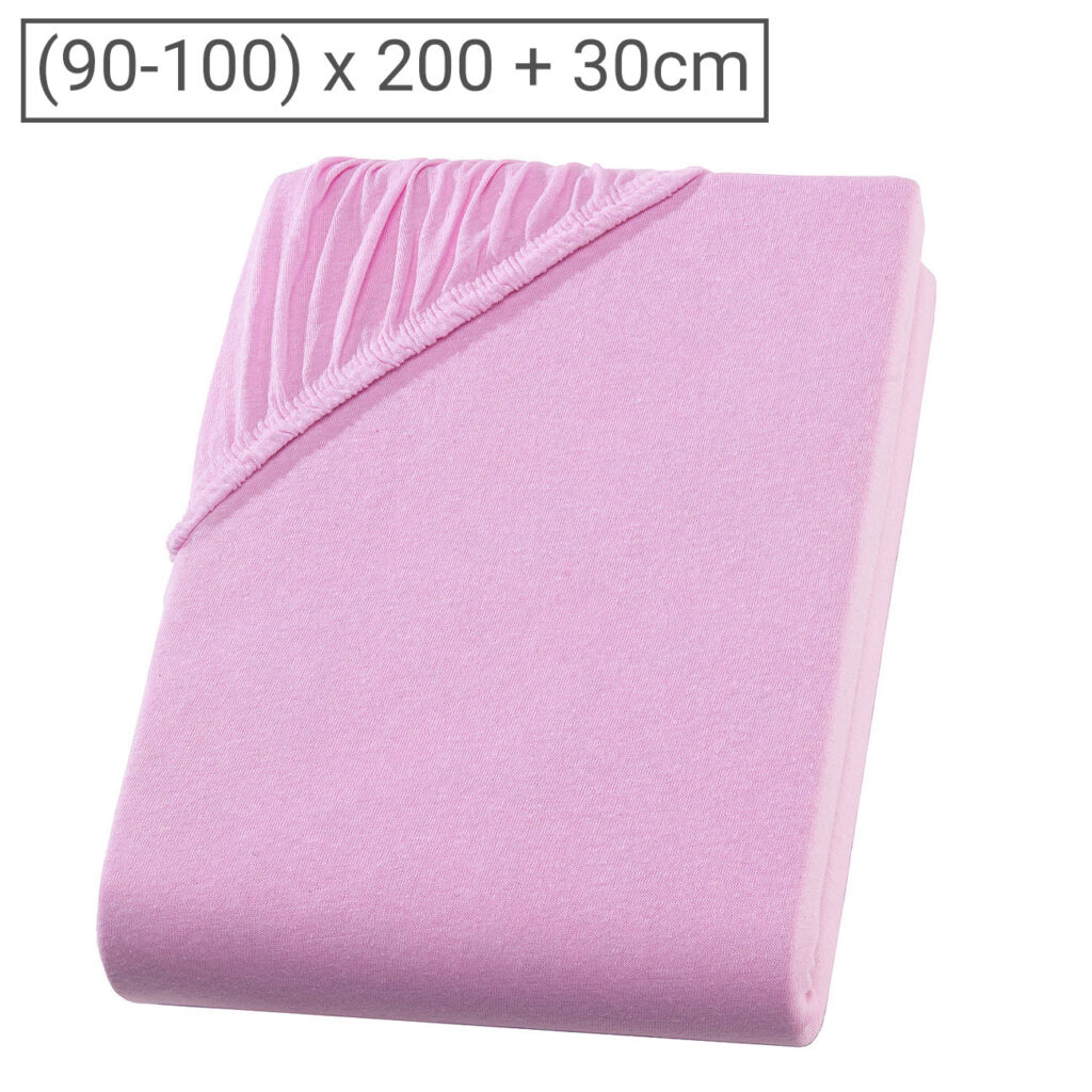 Einzelbett Qualitäts-Jersey Fixleintuch, 100% Baumwolle, rosa, 90 x 200 cm